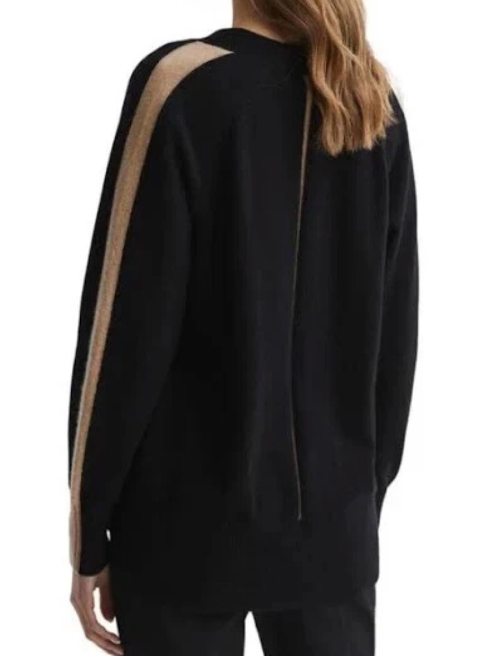REISS Amber Black Camel Stripe Cashmere Cardigan XS - Picture 6 of 15